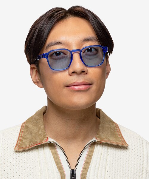 Reframe Crystal Blue AcetateSunglass Frames for Men from EyeBuyDirect