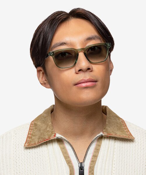Percept Crystal Green AcetateSunglass Frames for Men from EyeBuyDirect