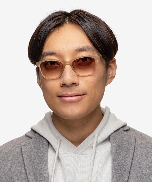 Resurge Matte Crystal Brown PlasticSunglass Frames for Men from EyeBuyDirect