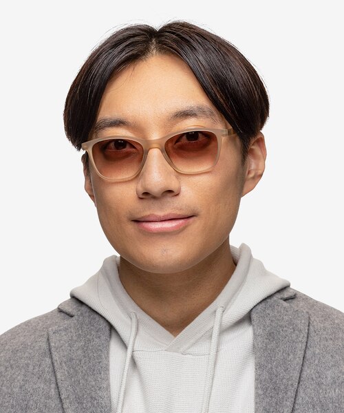 Resurge Matte Crystal Brown PlasticSunglass Frames for Men from EyeBuyDirect