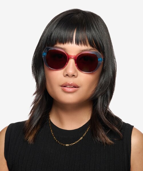 True Colors Blue Pink PlasticSunglass Frames for Women from EyeBuyDirect