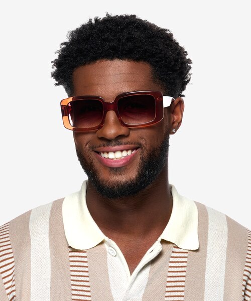 Colby Clear Orange AcetateSunglass Frames for Men from EyeBuyDirect