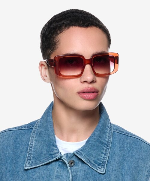 Colby Clear Orange AcetateSunglass Frames for Women from EyeBuyDirect