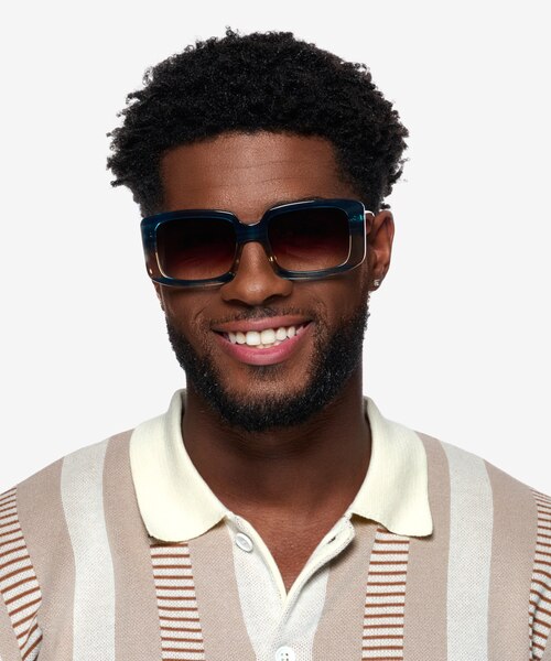 Colby Striped Blue Brown AcetateSunglass Frames for Men from EyeBuyDirect