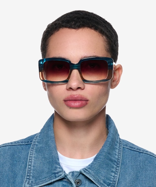 Colby Striped Blue Brown AcetateSunglass Frames for Women from EyeBuyDirect
