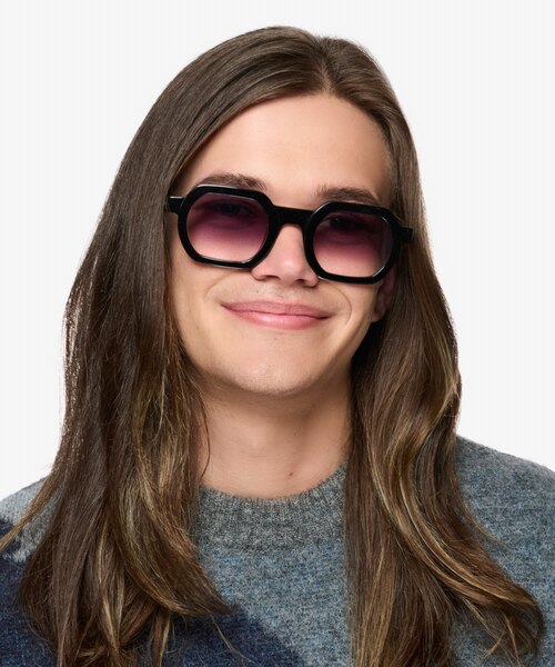 Channing Noir AcétateSoleil de Lunette de vue pour Hommes d'EyeBuyDirect