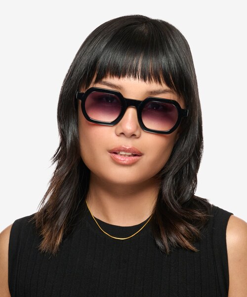 Channing Noir AcétateSoleil de Lunette de vue pour Femmes d'EyeBuyDirect