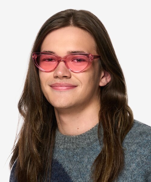 Dora Clear Pink AcetateSunglass Frames for Men from EyeBuyDirect