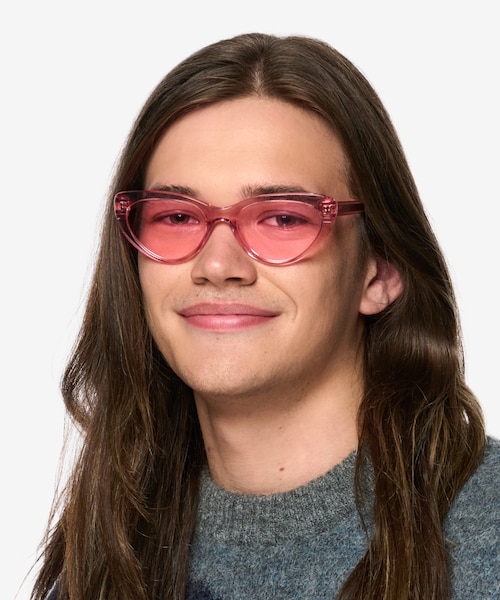 Dora Clear Pink AcetateSunglass Frames for Men from EyeBuyDirect