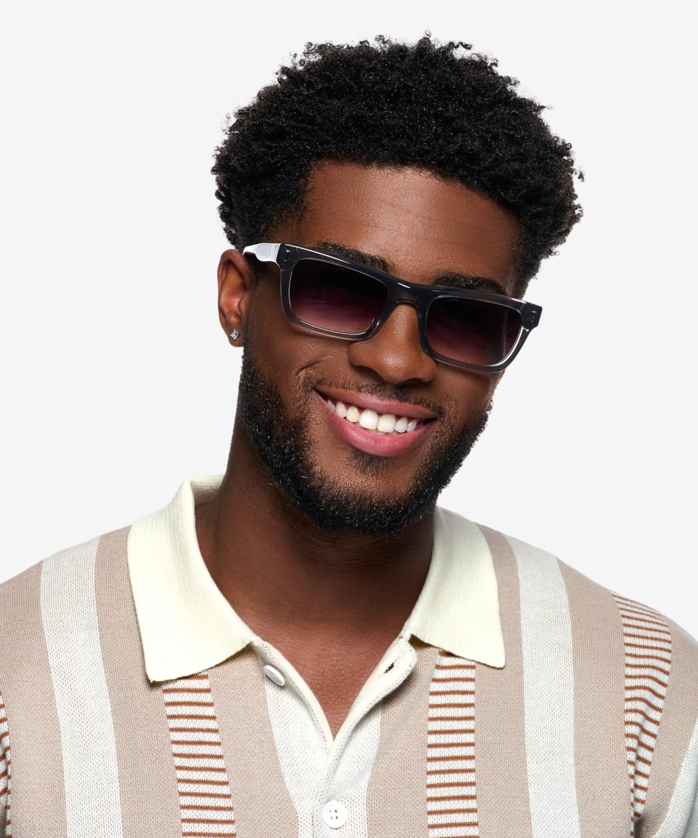 Emilio - Cat Eye Clear Gray Frame Sunglasses For Men