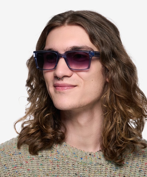 Agni Clear Blue AcetateSunglass Frames for Men from EyeBuyDirect