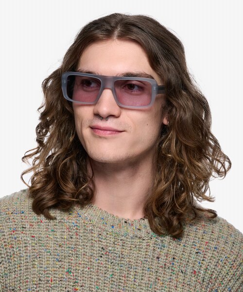 Nick Clear Matte Gray AcetateSunglass Frames for Men from EyeBuyDirect