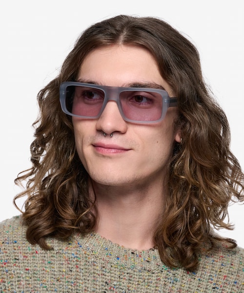 Nick Clear Matte Gray AcetateSunglass Frames for Men from EyeBuyDirect