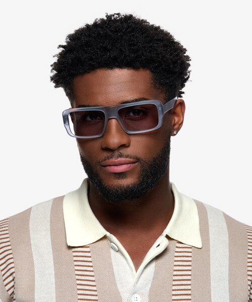 Nick Clear Matte Gray AcetateSunglass Frames for Women from EyeBuyDirect