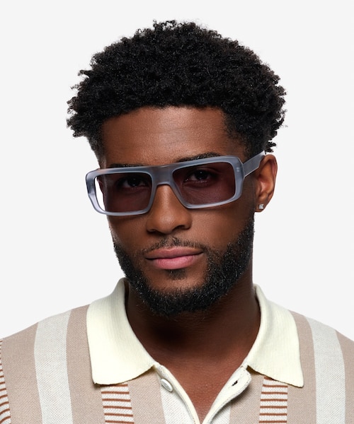 Nick Clear Matte Gray AcetateSunglass Frames for Women from EyeBuyDirect
