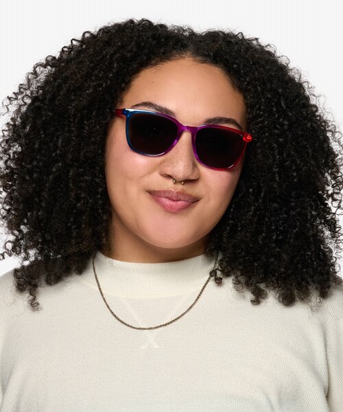 Shine Bright Purple Orange Rainbow PlasticSunglass Frames for Men from EyeBuyDirect
