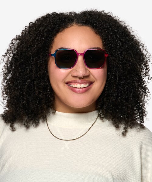 Sunlit Clear Purple Pink Rainbow PlasticSunglass Frames for Men from EyeBuyDirect
