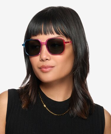 Clear Purple Pink Rainbow Sunlit -  Plastic Sunglasses