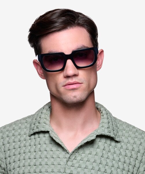 Bandit Noir AcétateSoleil de Lunette de vue pour Hommes d'EyeBuyDirect