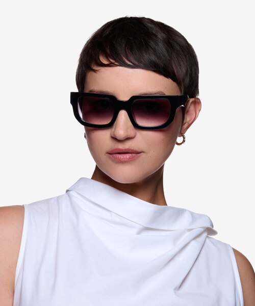 Bandit Noir AcétateSoleil de Lunette de vue pour Femmes d'EyeBuyDirect