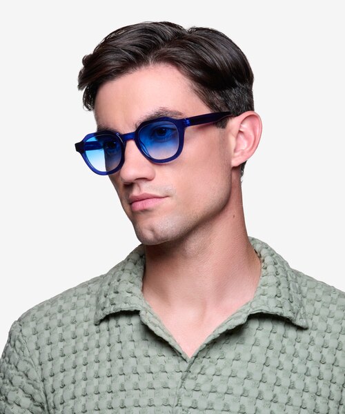 Frenzy Clear Blue AcetateSunglass Frames for Men from EyeBuyDirect