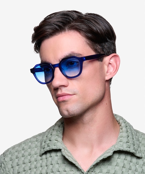 Frenzy Clear Blue AcetateSunglass Frames for Men from EyeBuyDirect