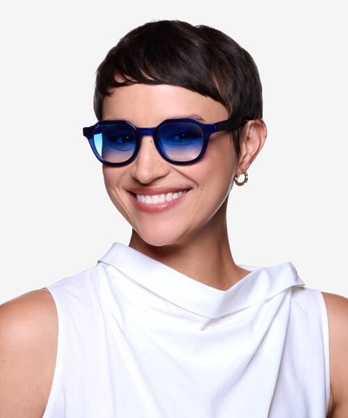 Clear Blue Frenzy -  Acetate Sunglasses