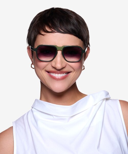 Abyss Dark Olive Green AcetateSunglass Frames for Women from EyeBuyDirect