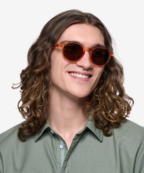 Newleaf Clear Orange PlasticSunglass Frames for Men from EyeBuyDirect