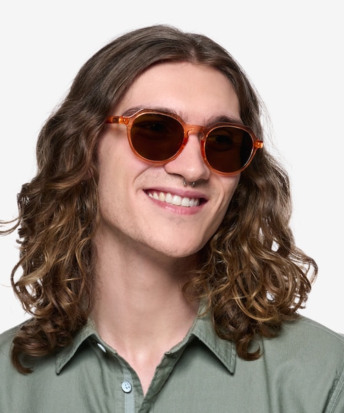 Newleaf Clear Orange PlasticSunglass Frames for Men from EyeBuyDirect