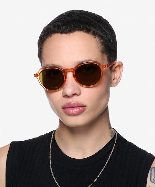 Newleaf Clear Orange PlasticSunglass Frames for Women from EyeBuyDirect