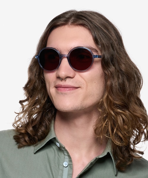Dayglow Clear Blue PlasticSunglass Frames for Men from EyeBuyDirect
