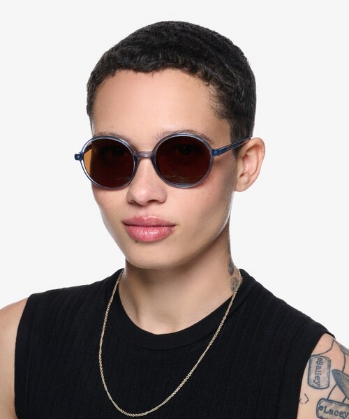 Dayglow Clear Blue PlasticSunglass Frames for Women from EyeBuyDirect