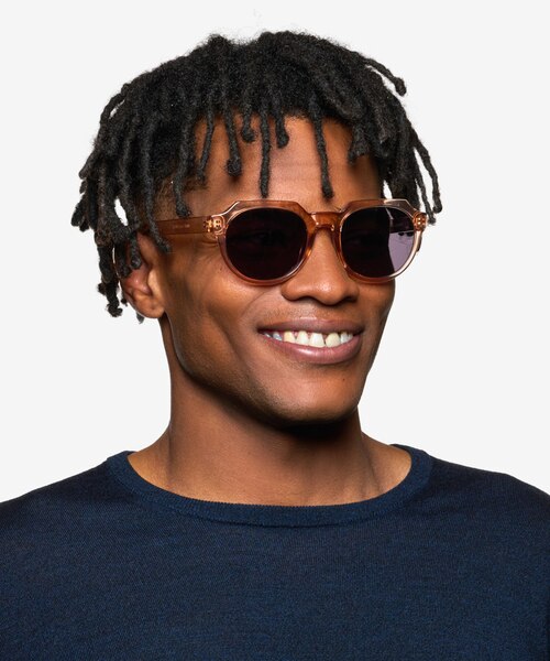 Greer Clear Champagne PlasticSunglass Frames for Men from EyeBuyDirect