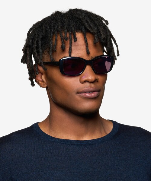 Frankie Black PlasticSunglass Frames for Men from EyeBuyDirect