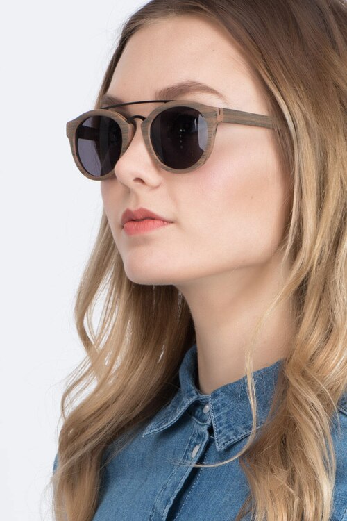 Enzo Brown & Striped Acetate-metalSunglass Frames for Women from EyeBuyDirect