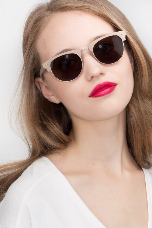 The Hamptons Oak & Silver Acetate-metalSunglass Frames for Women from EyeBuyDirect