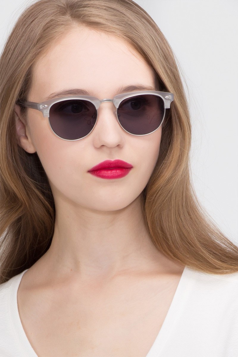 The Hamptons - Browline Clear Silver Frame Prescription Sunglasses ...