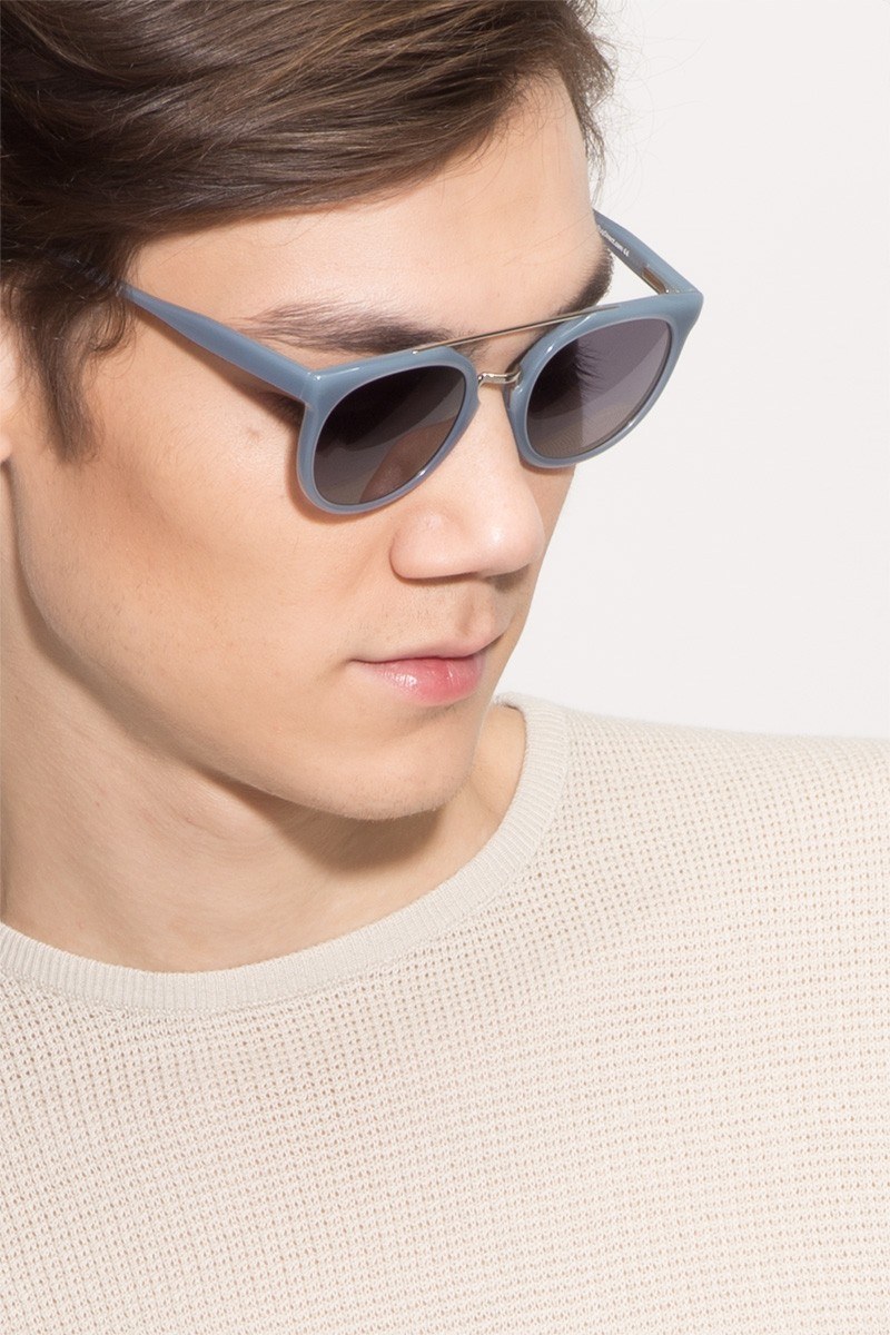 Bali - Aviator Blue & Silver Frame Prescription Sunglasses | Eyebuydirect