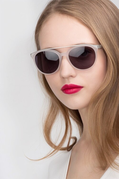 Morning Breeze Matte White Acetate-metalSunglass Frames for Women from EyeBuyDirect