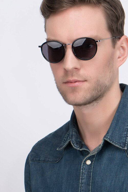 Reves Noir AcétateSoleil de Lunette de vue pour Hommes d'EyeBuyDirect