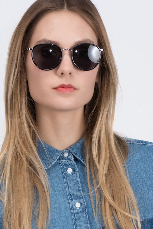 Reves Noir AcétateSoleil de Lunette de vue pour Femmes d'EyeBuyDirect