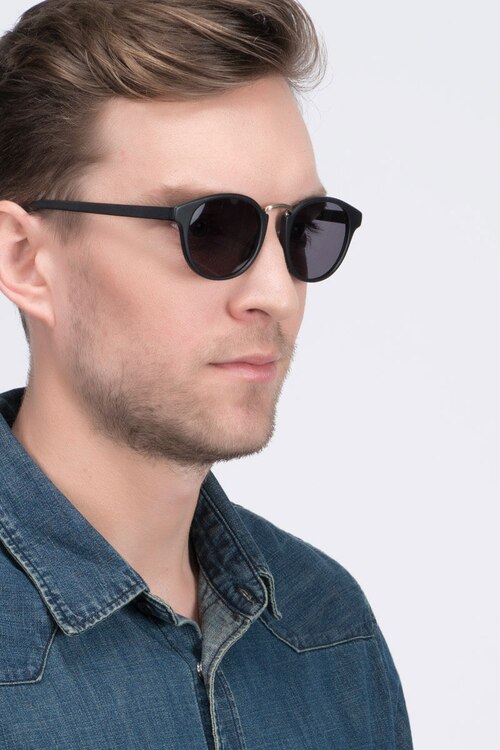Major Noir AcétateSoleil de Lunette de vue pour Hommes d'EyeBuyDirect