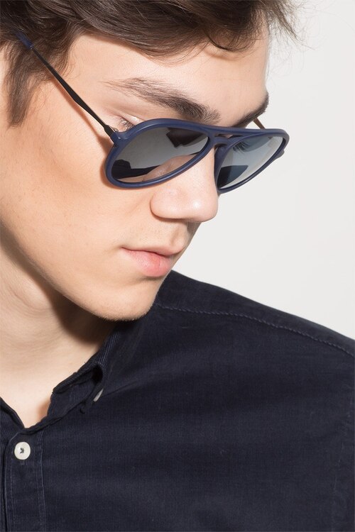 Riot Matte Blue AcetateSunglass Frames for Men from EyeBuyDirect