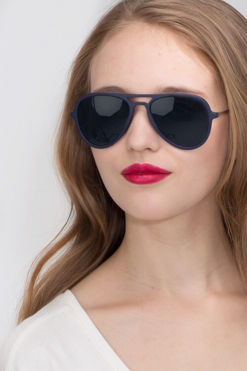 Riot Matte Blue AcetateSunglass Frames for Women from EyeBuyDirect
