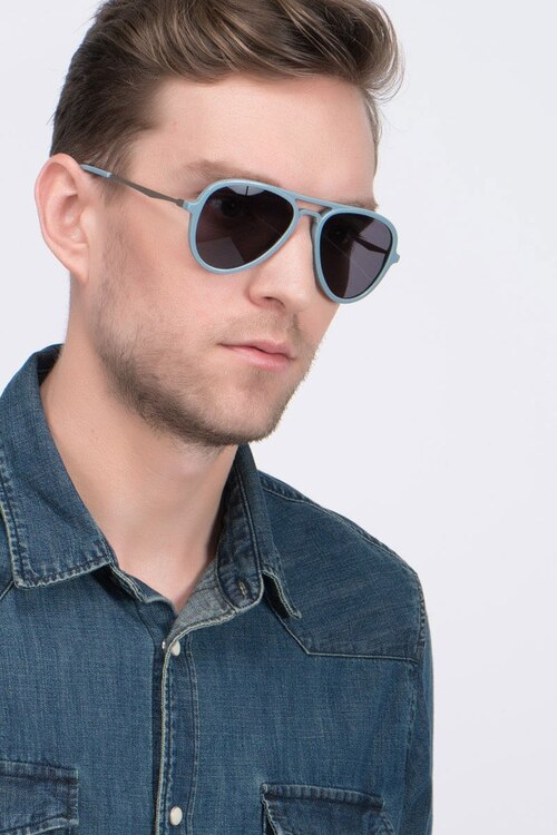 Riot Light Blue AcetateSunglass Frames for Men from EyeBuyDirect