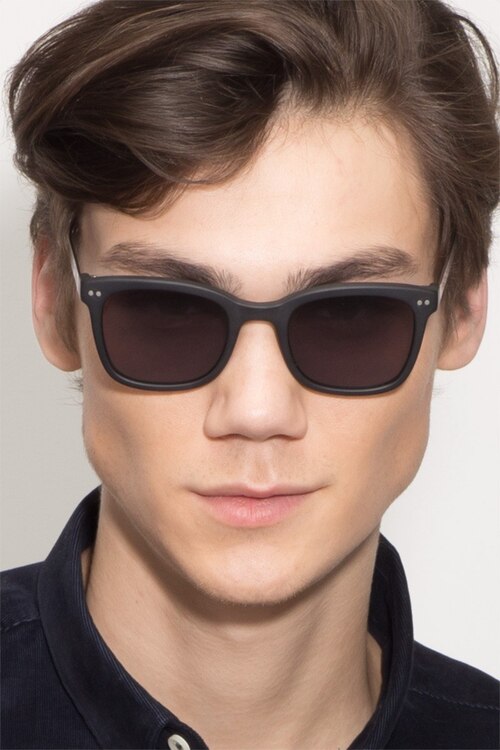 Peach Matte Black AcetateSunglass Frames for Men from EyeBuyDirect