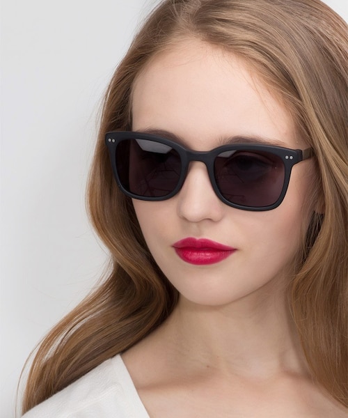 Peach Matte Black AcetateSunglass Frames for Women from EyeBuyDirect