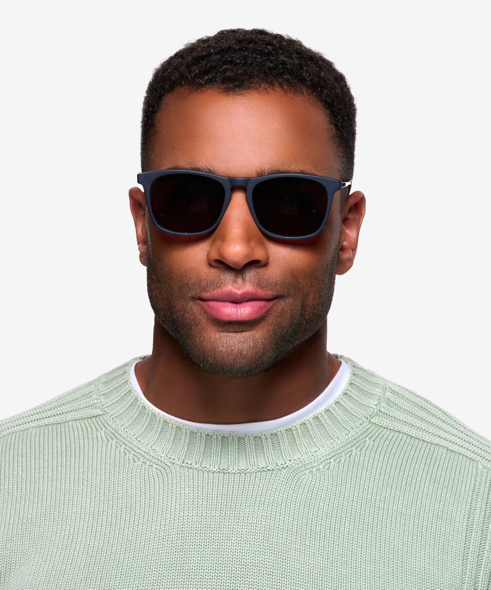 Bogota - Rectangle Matte Black Frame Sunglasses For Men | Eyebuydirect