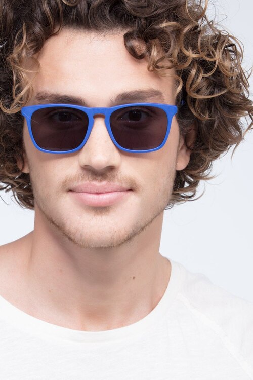 Bogota Matte Blue AcetateSunglass Frames for Men from EyeBuyDirect